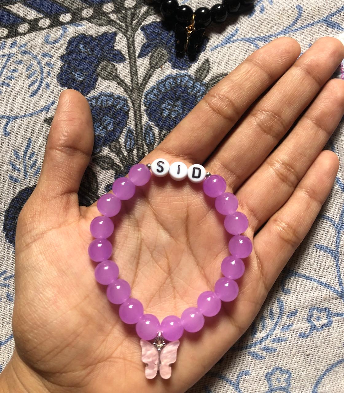 Colourfull name bracelets with charm (for 1)