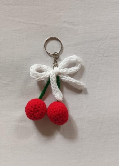 Handmade Crochet Cherry Keychain β Cute & Quirky Fruit Charm