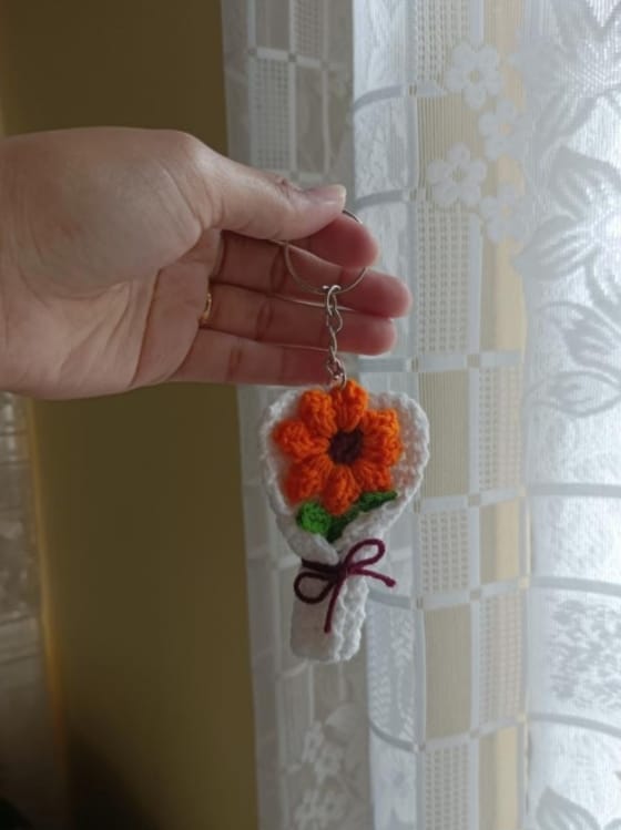 Handmade Crochet Flower Bouquet Keychain