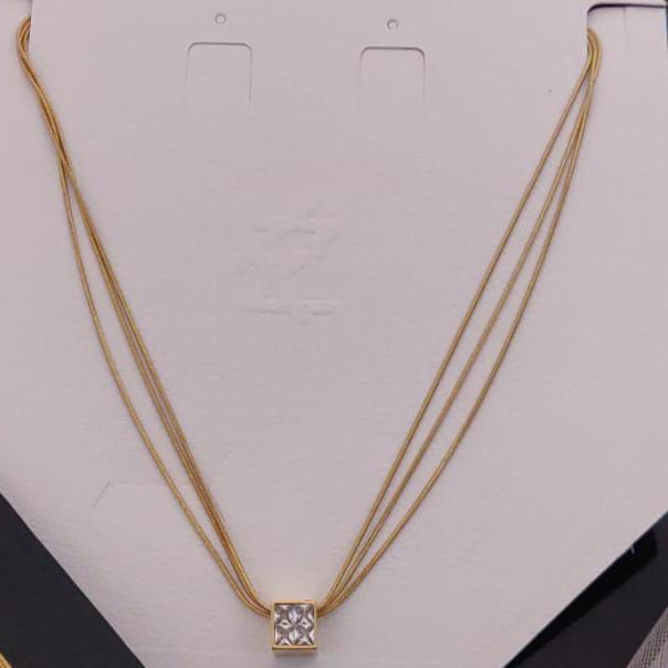 💫 Triple Strand Geometric Pendant Necklace