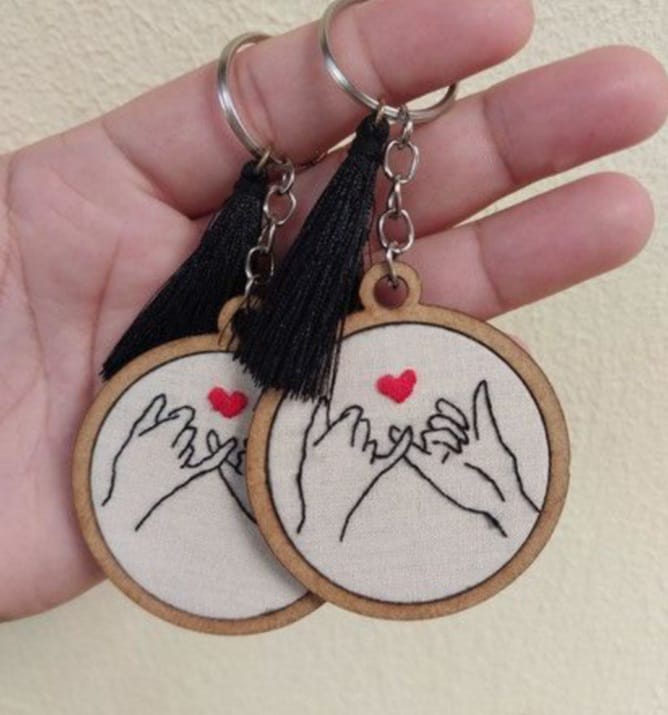 π¨ Hand-Embroidered Art Keychain ( for 1)