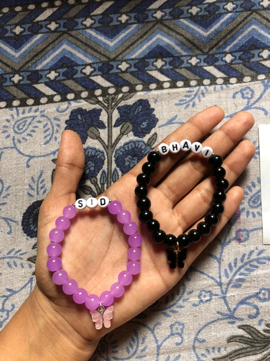 Colourfull name bracelets with charm (for 1)