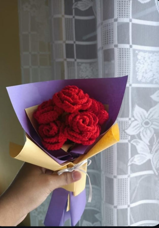 🌹 Handmade Crochet Rose Bouquet – Forever Blooms 🌹