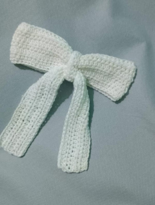 Handmade Crochet Bow – Elegant White Accessory
