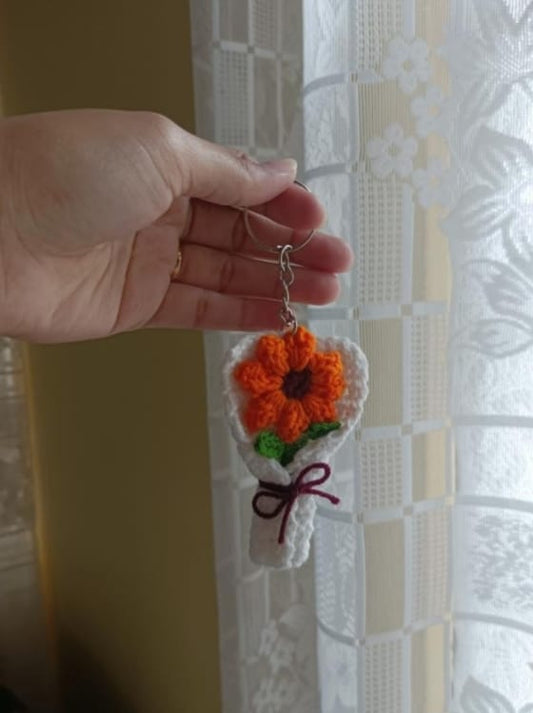 Handmade Crochet Flower Bouquet Keychain