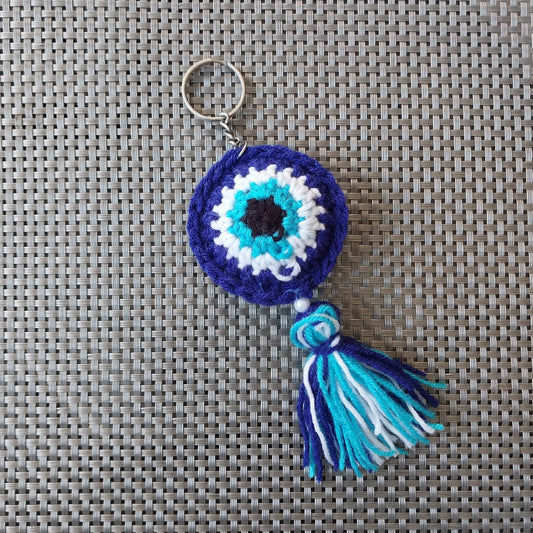 Hand-Crocheted Evil Eye Keychain