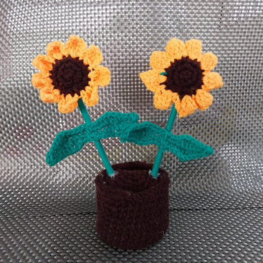Hand-Crocheted Potted Sunflowers - Bring Sunshine Indoors!